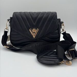 Valentino Orlandi Black Quilted Crossbody Bag